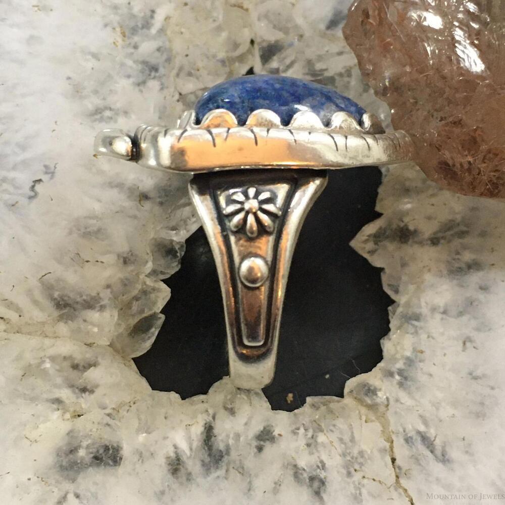 Carolyn Pollack Southwestern Style Sterling Shield Denim Lapis Ring For Women - Picture 4 of 10